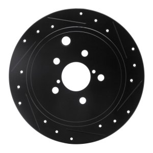 Subaru Outback Brake Rotor (1) - Rear Right - R1 Concepts - Drilled & Slotted - Black - `08-`15